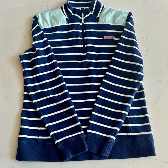Vineyard Vines Jackets & Blazers - Vineyard Vines Navy and White Striped Quarter-Zip